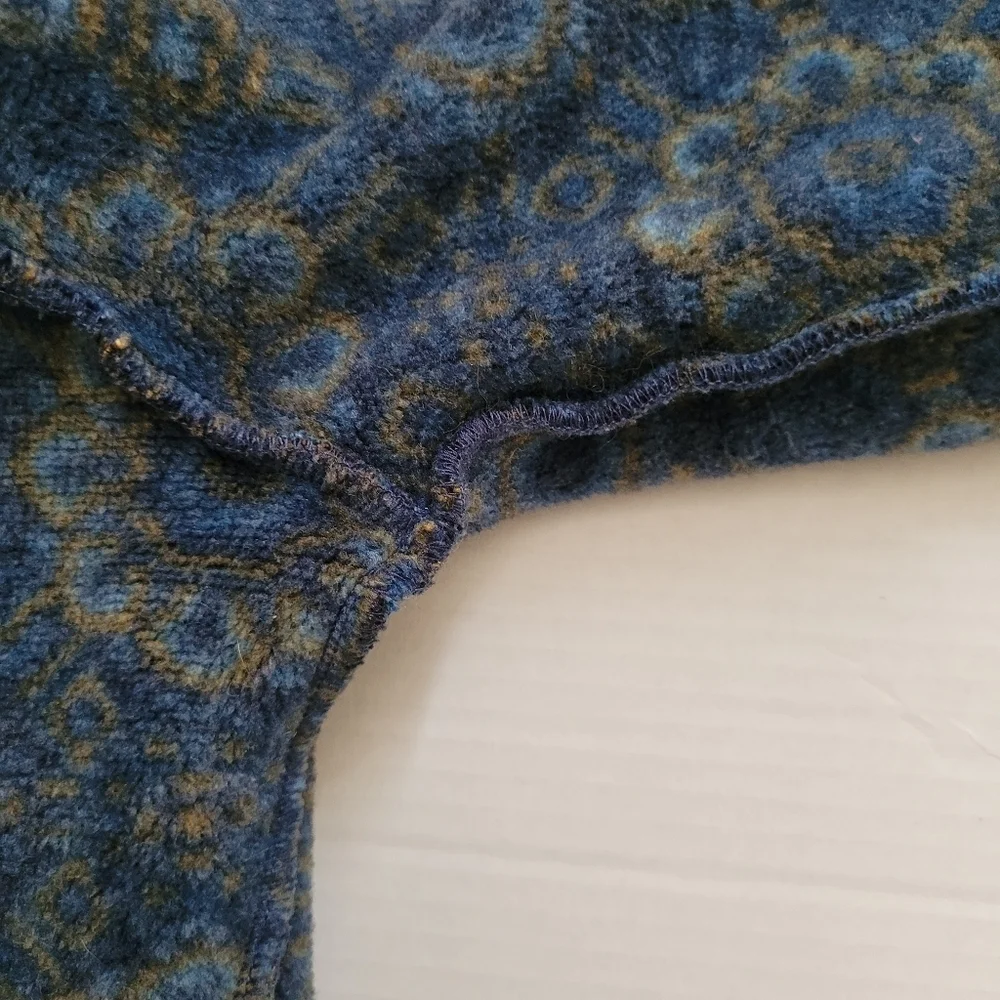 Sherpa jacket hoodie coat mid layer athletic outdoor paisley sustainable blue - Picture 16 of 16